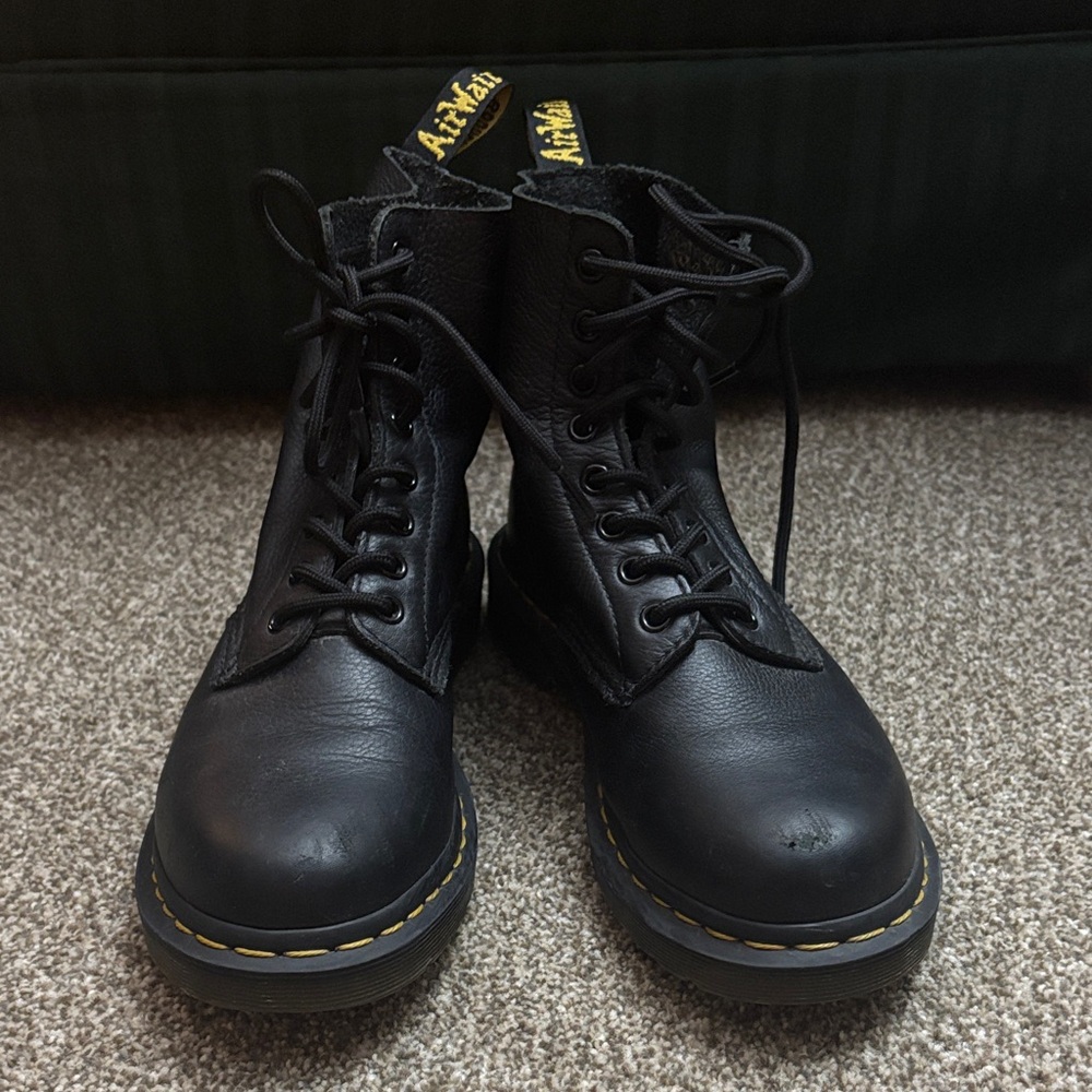 Dr. Martens Black Boots with Yellow Accents
